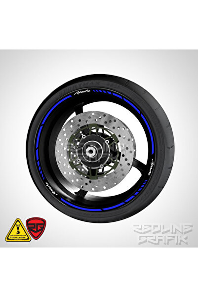 Redline Grafik TVS Apache Yazılı Reflektif Mavi Jant Şeridi Sticker Redlinegr...