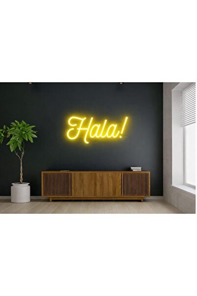 Slasa Hala LED Neon Wall Light Sign 9x29 cm Yellow 6mm Acrylic Base Stylish W...