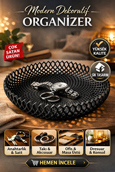FLAMENT Modern Dekoratif Organizer Anahtarlık & Takı Düzenleyici Masa Üstü Dr...