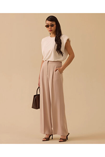 SCL Pileli Geniş Paça Krep Pantolon