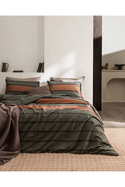 Madame Coco Adreanna King Size Elastic 100% Cotton Ranforce Printed Duvet Cov...