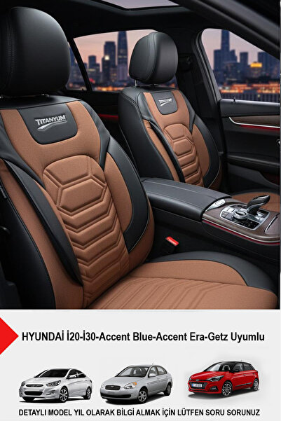 GM-DESIGN غطاء مقعد السيارة الفاخر من سلسلة التيتانيوم - (متوافق مع هيونداي I...