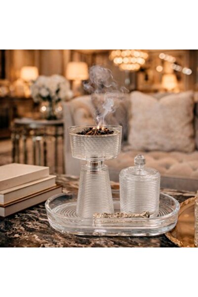 Generic Elegant Glass Incense Burner Set with Box and Serving Tongs