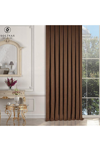 Solinas Collection Diamond Brown 1X3 Dense Pleated Background Curtain – Singl...