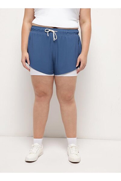 Zaecy شورت نسائي 2 في 1 - لون أزرق أزرق بلون الكوبالت