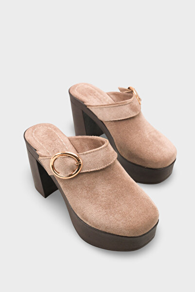 Riccon Women's Heeled Slippers 0012779 Mink Suede