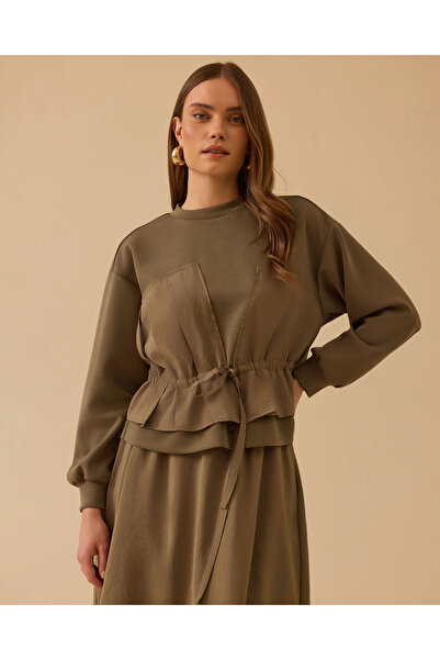 SCL Çift Kumaşlı Bağcıklı Sweatshirt