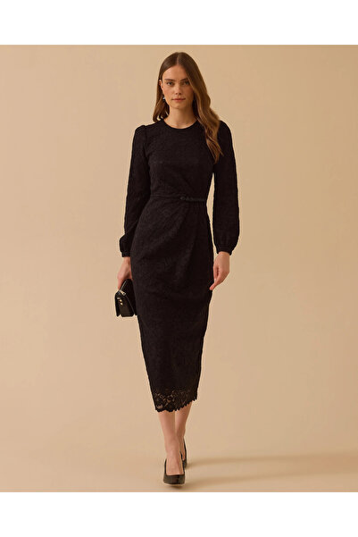SCL Boncuk Detaylı Dantel Elbise