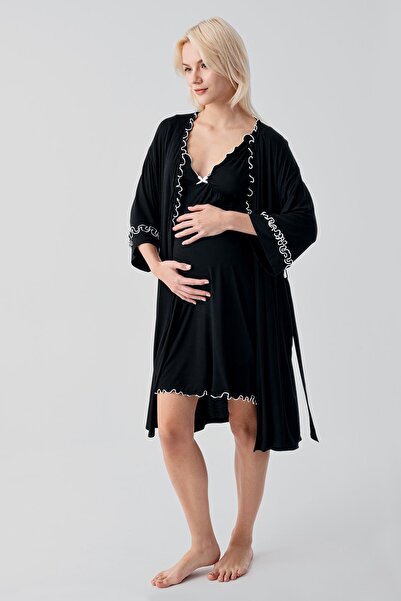 Artış Set de cămașă de noapte pentru maternitate, scurtă, elastică, din visco...