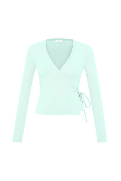 AQUELLA Double-breasted camisole mint green cardigan