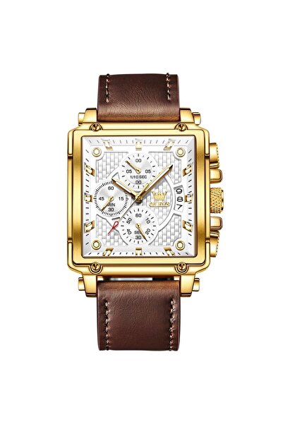 zerzembe Olevs Altın Kare Lüx Marka Erkkek Kol Saati
