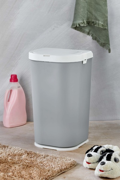 Milenay 45 Litre Otomatik Kapaklı Çamaşır Sepeti Kirli Sepeti Banyo Seti Koku...