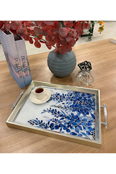 PINALE ART Lüks Dekoratif Sunum Tepsisi , Çay , Kahve, Söz , Nişan Bayram Hed...