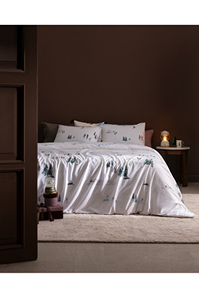 Madame Coco Frimas King Size 100% Cotton Ranforce Printed Duvet Cover Set - C...