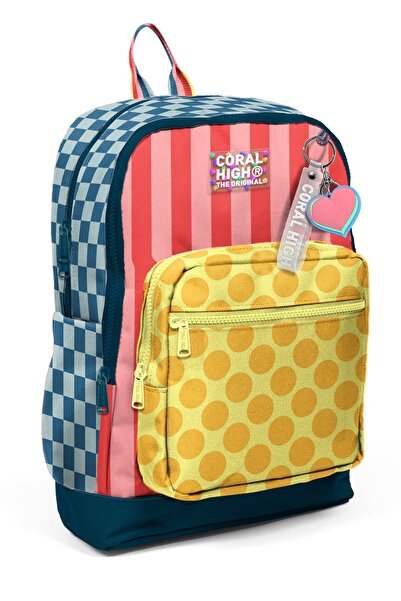 Coral High Rucsac școlar cu modele multicolore pentru copii 33204