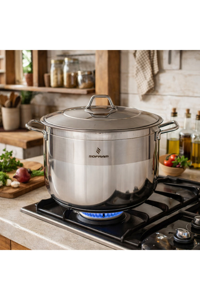 Sofram 🍲 SOFT Turkish Stainless Steel Pot, 36 cm - 21 Liter Capacity | Therm...