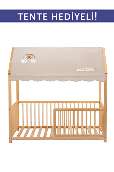 Kukka KMB311 Doğal Ahşap Montessori Karyola – Tente Hediyeli