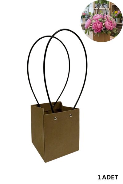 roco paper Kraft Çiçek Çantası, Su Geçirmez Plastik Saplı Hediye ve Saksı Taş...
