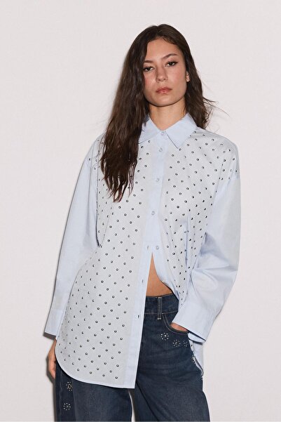 Stradivarius Oversize zımbalı gömlek