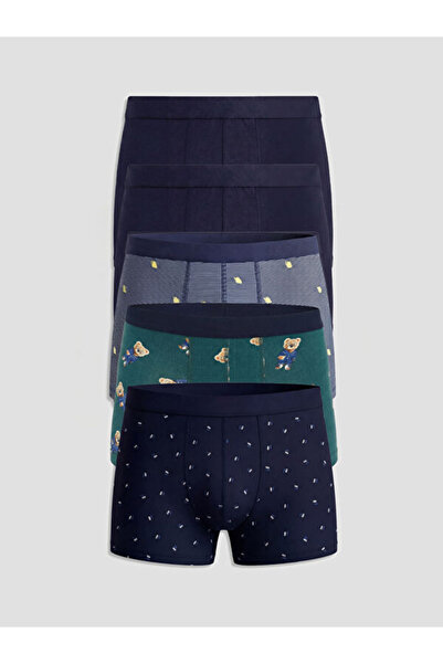 LC Waikiki Rmz Gi̇yi̇m Farkiyla Standardfit Cotton Flexible Men's Boxer 5-Pack