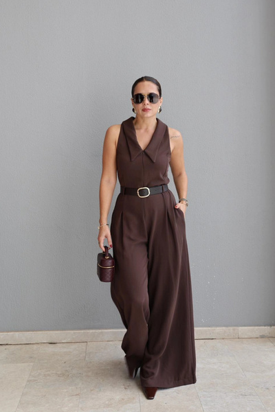 Purple by Banu Kemerli Gömlek Yaka Tulum