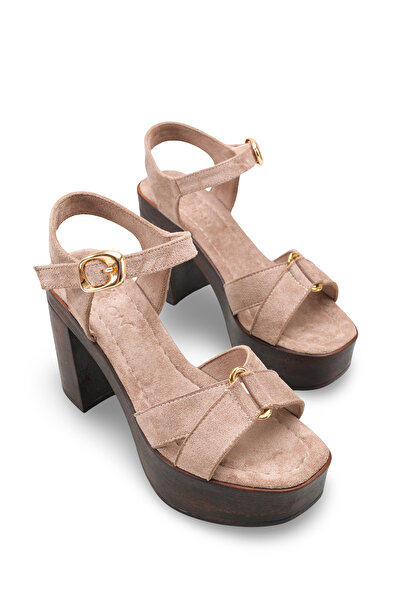 Riccon Women's Heeled Sandals 0012777 Mink Suede