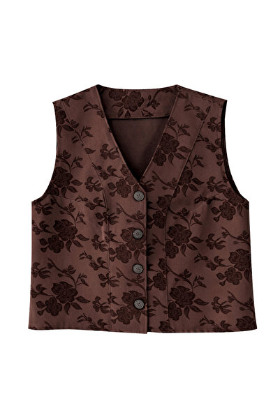 Retrobird Σχέδιο Γιλέκο Γυναικείο Χρώμα Γης