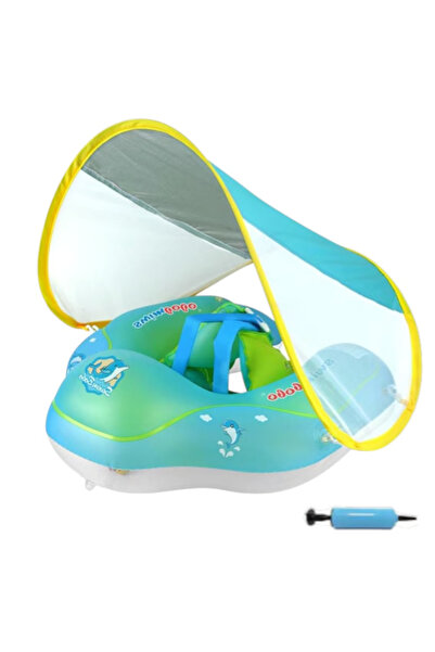 Krista Pătuț gonflabil pentru bebeluși cu parasolar, suport și curea, PVC, mă...