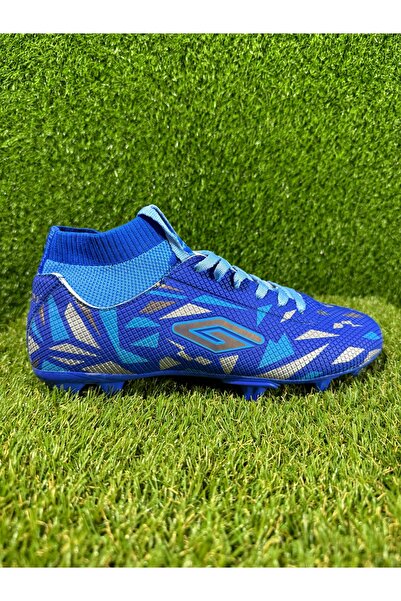 Dugana Bilekli Çoraplı Erkek Futbol Kramponu FG Çim Zemin – Mavi