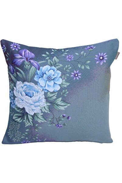 Believe Blue Rose and Purple Lily Jacquard Woven Tapenstry Decorative 45*45 K...