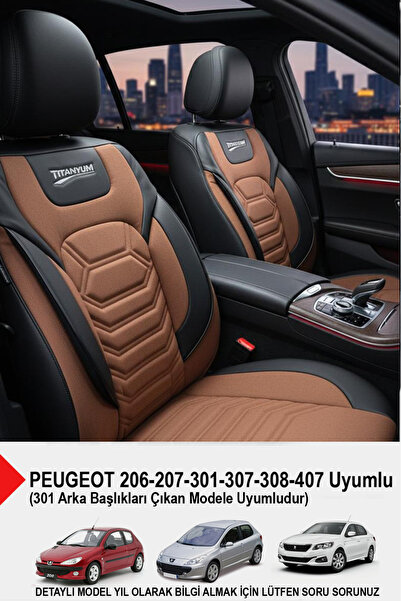 GM-DESIGN غطاء مقعد السيارة الفاخر من سلسلة التيتانيوم - (متوافق مع بيجو 206-...