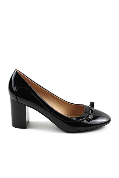 mm Pantofi eleganti de dama cu toc mediu , gros 909-2-BLACK