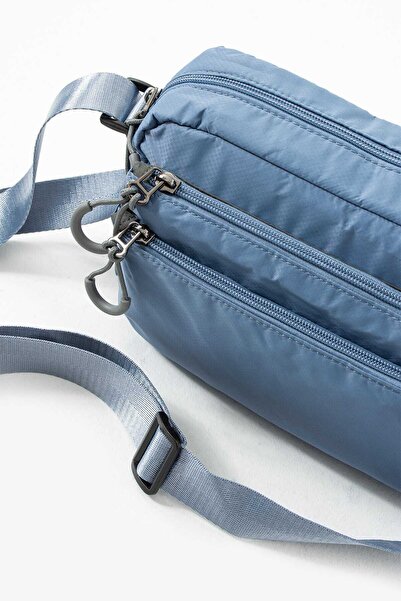 Sanmorris Kadın 3 Gözlü Paraşüt Kumaş Ayarlanabilir Çapraz Askılı Çanta