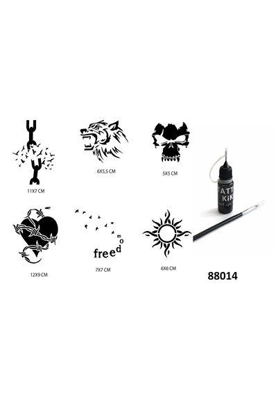 Airbrush Tattoo Özgür Ruh Likit Kalem Uçlu Geçici Dövme Seti Fırça Hediyeli