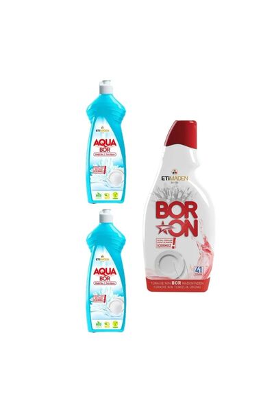 ETİ MADEN Aquabor Elde Bulaşık 650 ml x2 + Boron Jel Bulaşık Makinesi 820 ml ...