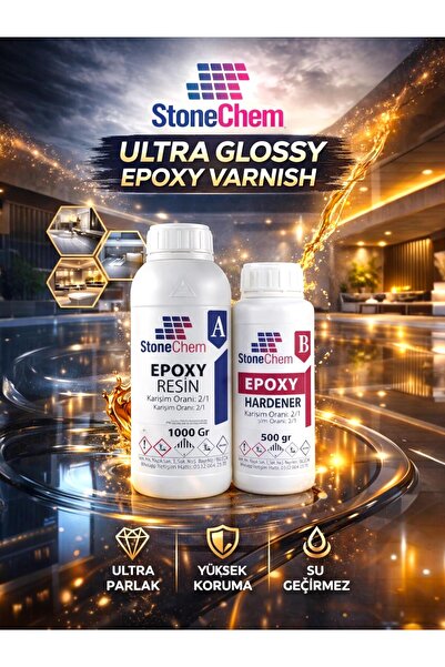 stonechem Yüzey ve Objeler İçin Ultra Parlak Epoksi Cila 1,5 kg (Yüzeyde Buru...