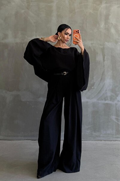 D'RECCY Linen Bat Sleeve Casual Blouse Trousers Set