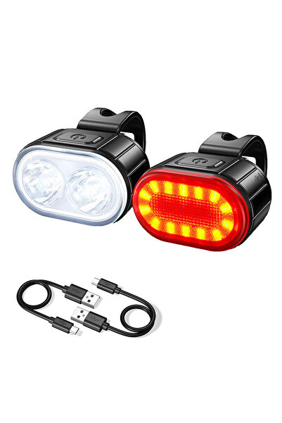 zola Bike light set, LED, handlebar mount, white front and red rear lights, m...