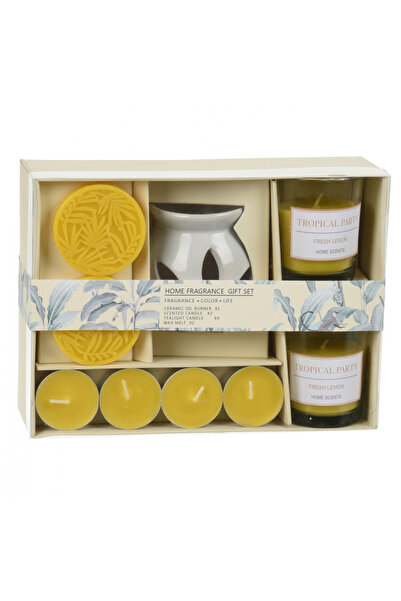 Aroma Di Rogito set parfumat, ceramică/ceară, 21,5x16x7 cm, lămâie proaspătă