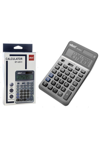 ellott آلة حاسبة مكتبية مكونة من 12 رقمًا مع شاشة LCD كبيرة ومصدر طاقة مزدوج ...