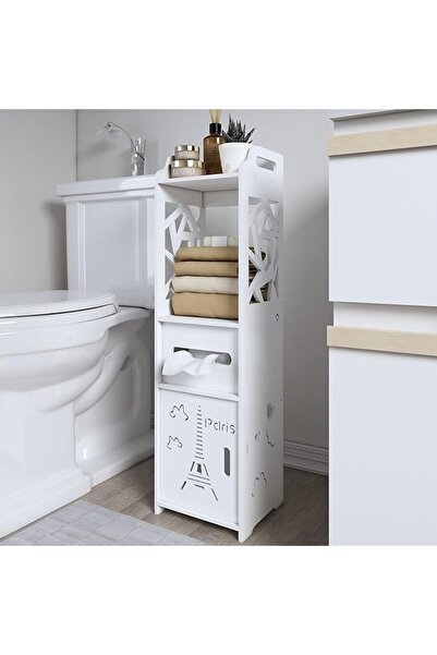 OEM Dulap pentru baie, alb, suport de hartie, rafturi, 18*22*80 cm, Paris