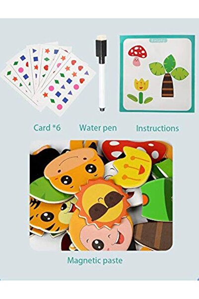 Montessori Set Educativ din Lemn, cu Puzzle, Labirint cu Margele si Asociere Alfabetica si Numerica