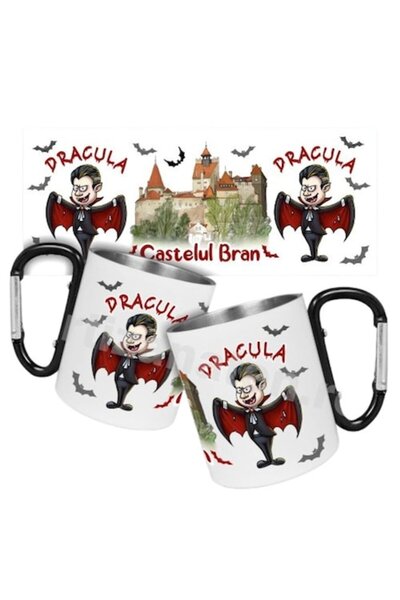 OEM White Stainless Steel Mug with Carabiner, Personalized with Dedication 'D...