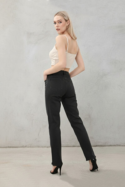 KENE JEANS Wide Leg Side Slit Boyfriend Loose-Fit Pants