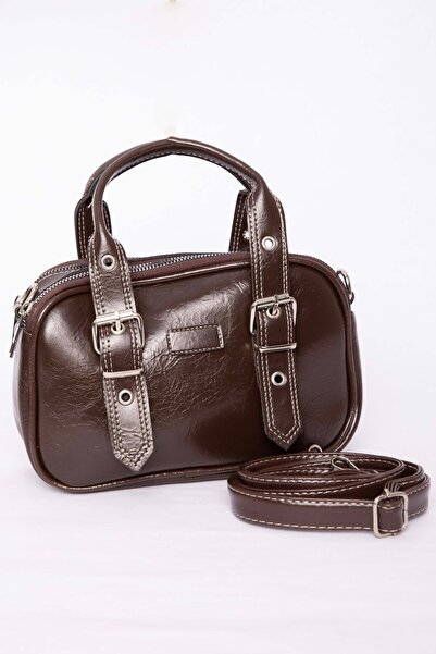 EBRUTESETTÜR حقيبة يد وكتف بتفاصيل حزام باللون البني