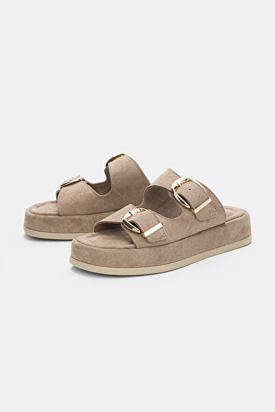 selin shoes Valinda Γυναικείες Παντόφλες με Διπλή Χρυσή Αγκράφα - ΒΙΖΟΝ ΣΟΥΕΤ