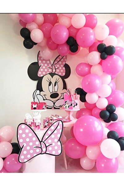 Çemrek Süs Parti Fuchsia Pink Black Balloon Chain Set of 100