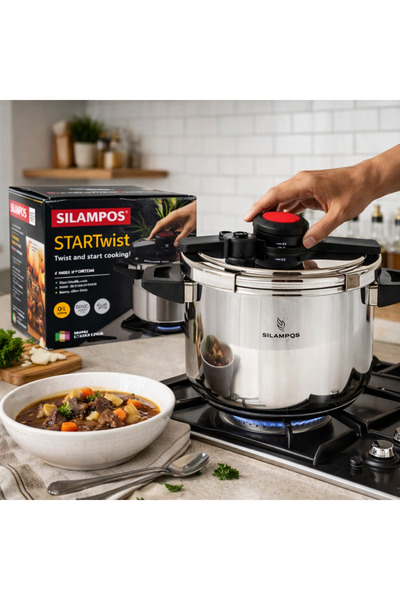 SİLAMPOS 🔥 STARTwist Portuguese Stainless Steel Pressure Cooker 6L – 24cm Si...