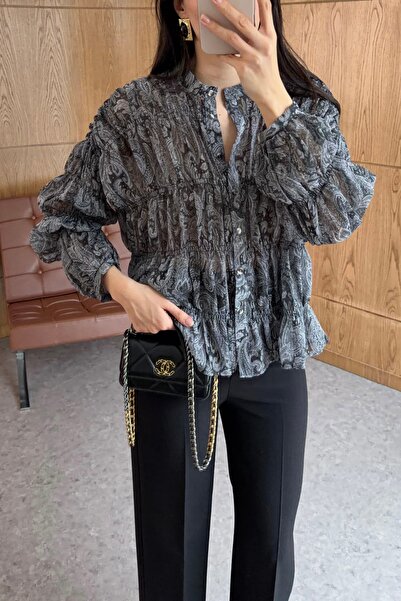 BRTC design Women's Anthracite Gipeli Shawl Pattern Shirt