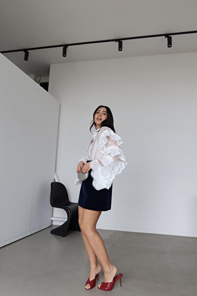 Özge Özgenç Fustă mini cu textură catifelată